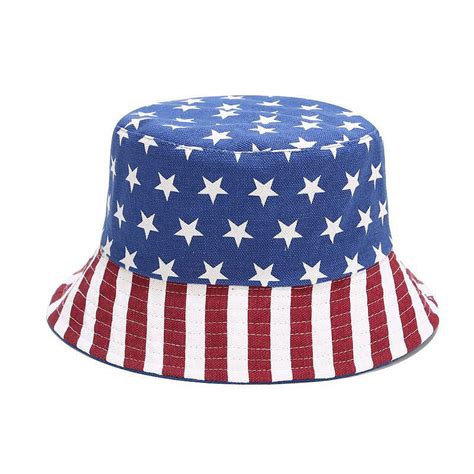 4th of July-Patriotic Bucket Hat American Flag Hat Double Wear Summer Hat Everyday Hat ...