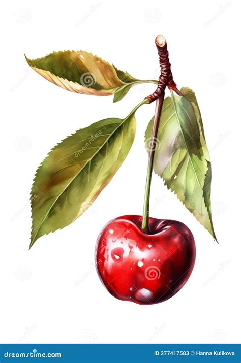 Watercolor cherry. stock illustration. Illustration of drawing - 277417583