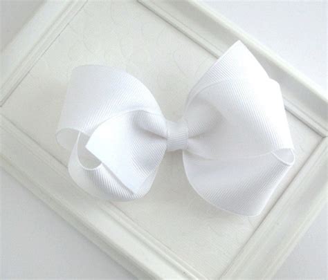 Girls White Hair Bow White Boutique Hair Bow Clip First | Etsy