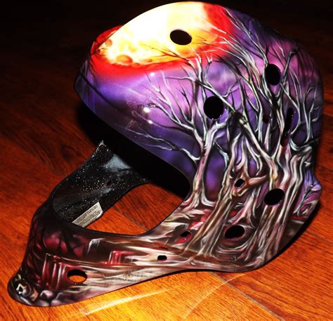 Airbrushed Goalie Mask - Blood Moon - — Dallas AirbrushDallas Airbrush