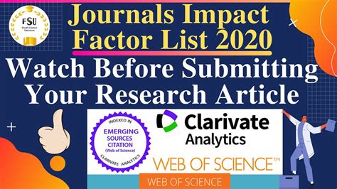 Clarivate Journals Impact Factor List 2020|Food Science Journals|Watch ...