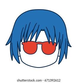 Anime Boy Blue Hair Glasses Stock Vector (Royalty Free) 671392612 ...