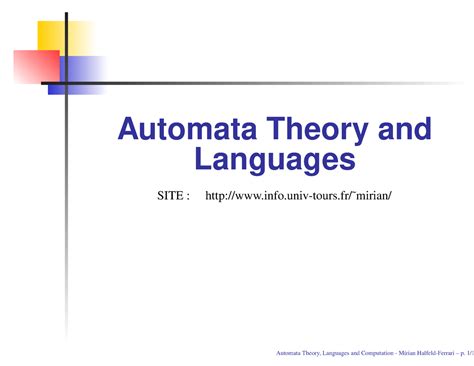 Automata Theory and Languages - Automata Theory and Languages SITE ...