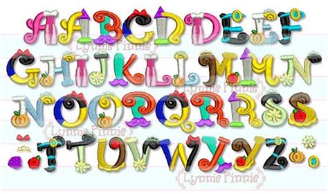 Pretty Princess Alphabet Embroidery Font 3 sizes Machine