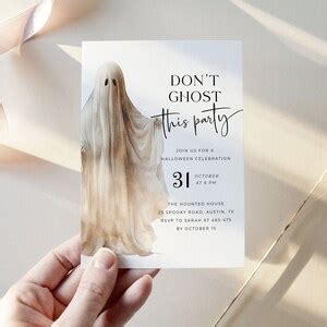 Ghost Halloween Party Invitation Template Spooky Halloween - Etsy