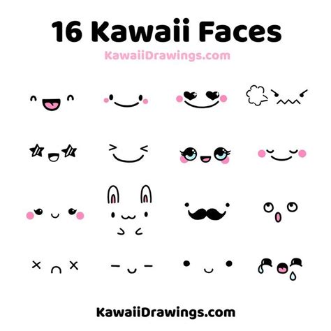 Kawaii faces and expression ideas for kawaii drawings. Use this faces ...