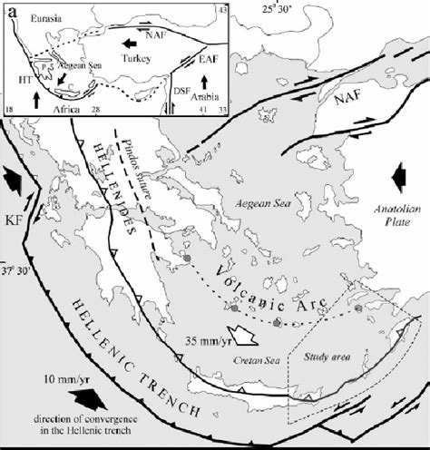 Simplified map. KF = Cephallonia Fault, NAF = North Anatolian Fault ...