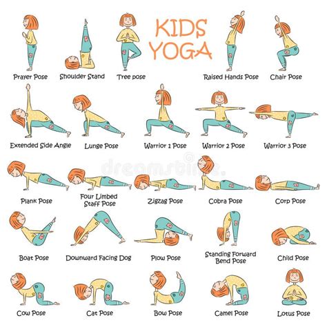 Hand-drawn Yoga kids set stock vector. Illustration of collection ...