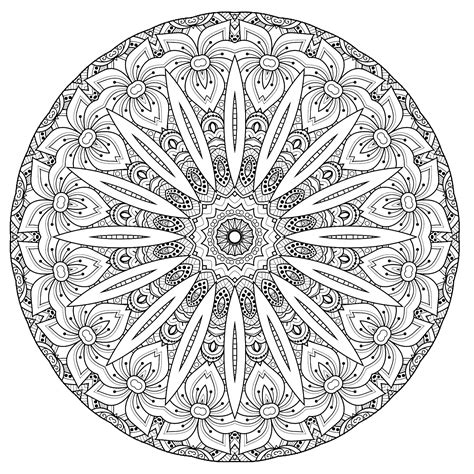 Mandala complejo con flores - Mandalas - Colorear para Adultos