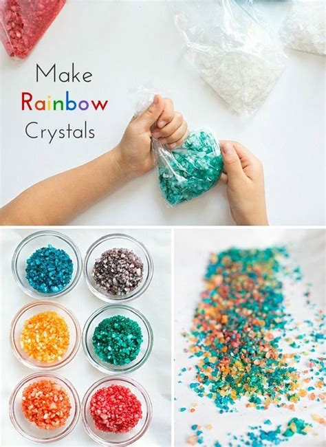 Make beautiful rainbow crystals kids can make with just two ingredients! Creative Kids, Creative ...