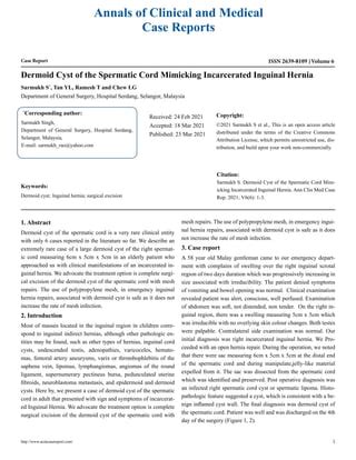 Dermoid Cyst of the Spermatic Cord Mimicking Incarcerated Inguinal ...