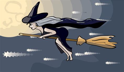 Clipart - witch flying on a broom