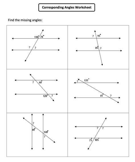 Angles in parallel lines worksheet