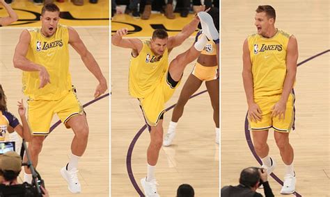 Former NFL star Rob Gronkowski dances with the Laker Girls | Daily Mail ...