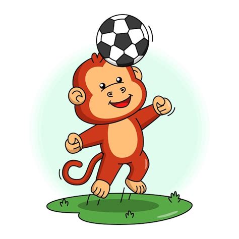 Premium Vector | Cartoon illustration of cute monkey playing soccer