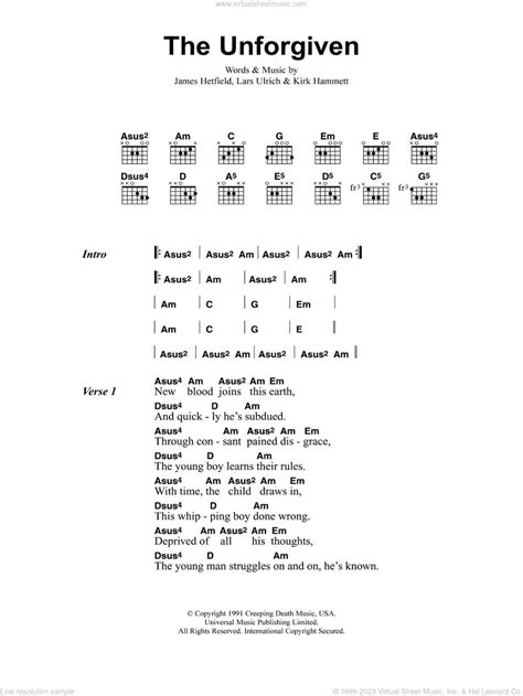 Metallica - The Unforgiven sheet music for guitar (chords) v2