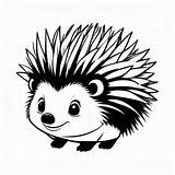 Porcupine Outline Black And White Cute coloring Book  Premium AI sketch template
