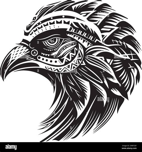 Vector ornamental ancient raven, crow illustration. Abstract historical mythology bird head logo ...