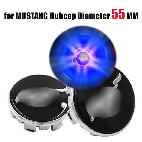 55MM Fod Mustang S550 LED Floating Car Wheel Hub Caps Plug and Play Waterproof Wheel Center ...