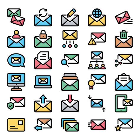 Filled color outline icons for Email. 18726785 Vector Art at Vecteezy