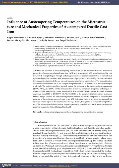 (PDF) Influence of Austempering Temperatures on the Microstructure and ...