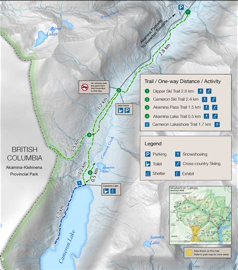 Winter activities map - Waterton Lakes National Park