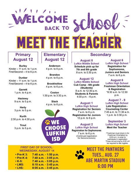 Meet the Teacher Flyer | Lufkin ISD