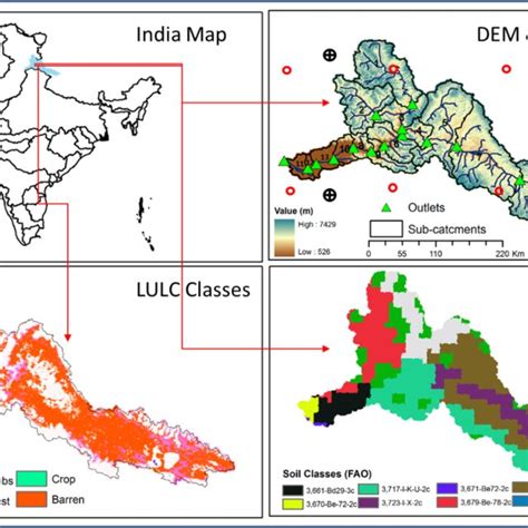 Study area map of Satluj river catchment (up to Kasol station/gauge ...