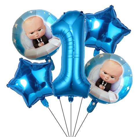 Buy HTRY Baby Boss 1st Birthday Decorations Blue Number 1 Balloons 32 ...