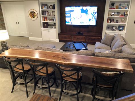 Good looking basement family room #basementfamilyroom in 2020 | Home bar table, Live edge dining ...