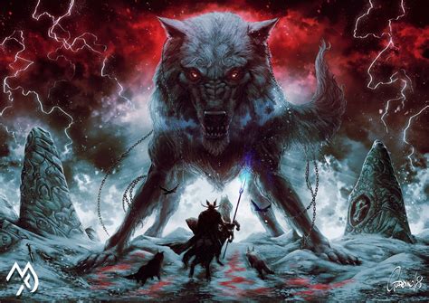 fantasy art #creature #artwork #Odin #Sleipnir #Fenrir #wolf #1080P # ...