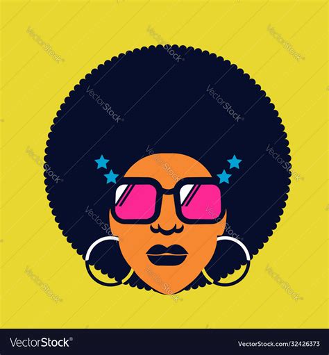 Retro disco woman 70s hairstyle color silhouette Vector Image