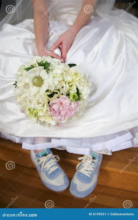 Bride in Gown and Tennis Shoes Stock Image - Image of married, couple ...