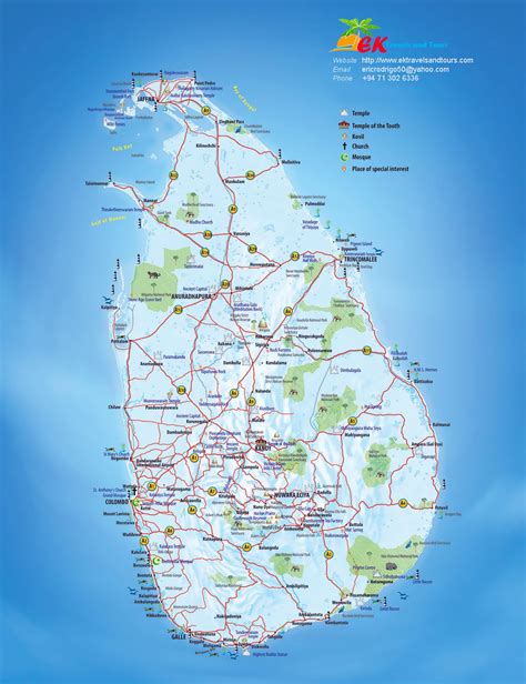 Large tourist map of Sri Lanka with other marks | Sri Lanka | Asia ...