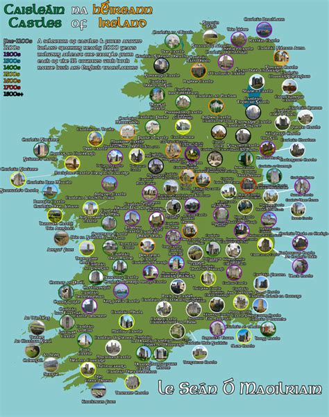 Caisleáin na hÉireann / Castles of Ireland, a map of some of our best, oldest and most famous ...