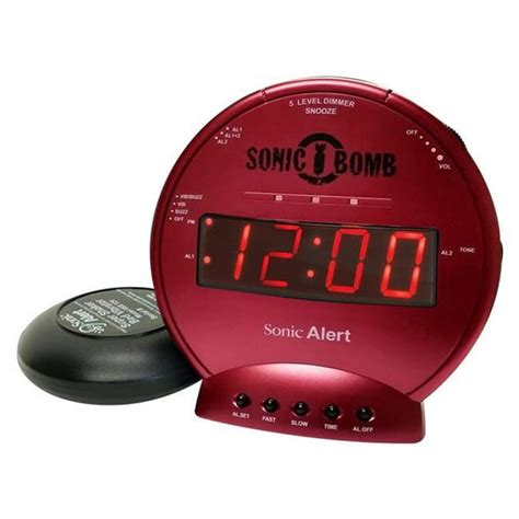 Sonic Alert SA-SBB500SS-R Sonic Bomb Vibrating Alarm Clock - Red - Walmart.com - Walmart.com
