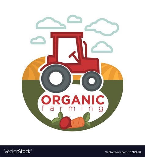 Organic farming logo template with agrimotor on Vector Image