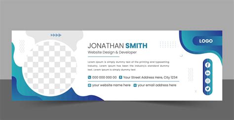 Creative email signature template. Corporate mail business email signature free vector banner ...