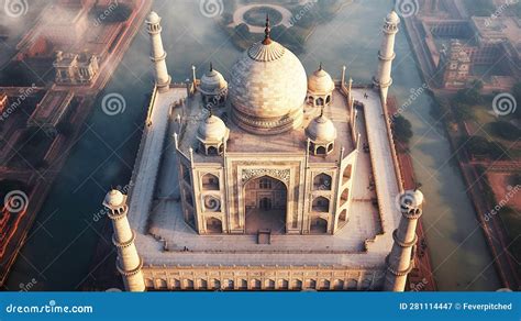 Dramatic Aerial View of the Taj Mahal in India - Generative AI Stock Illustration - Illustration ...