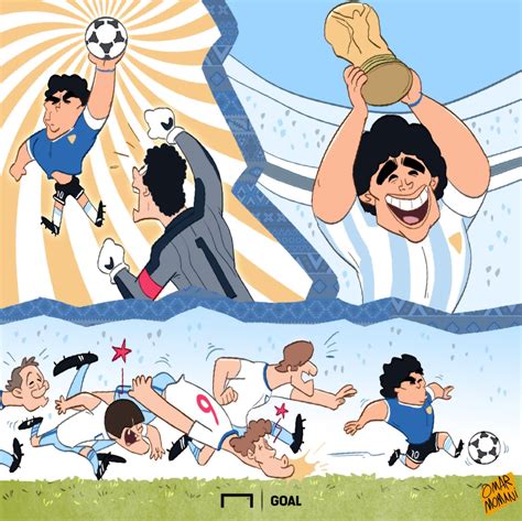 Omar Momani cartoons: Maradona the hand of God and the Goal of the Century