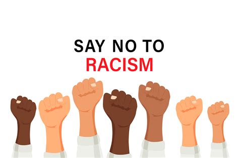 Say no to racism poster with multiracial raised arms 1185373 Vector Art at Vecteezy