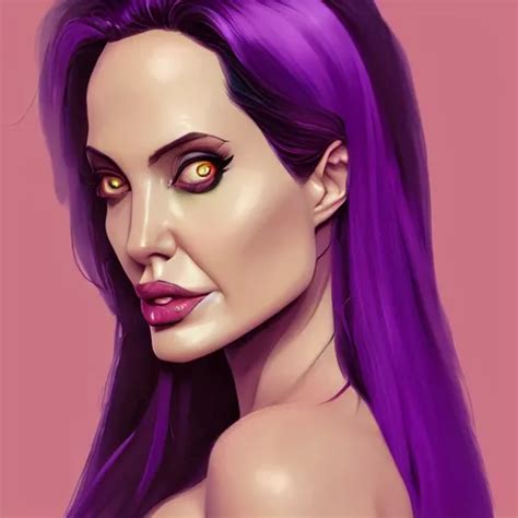 Portrait of Angelina Jolie as a succubus, purple skin, | Stable ...