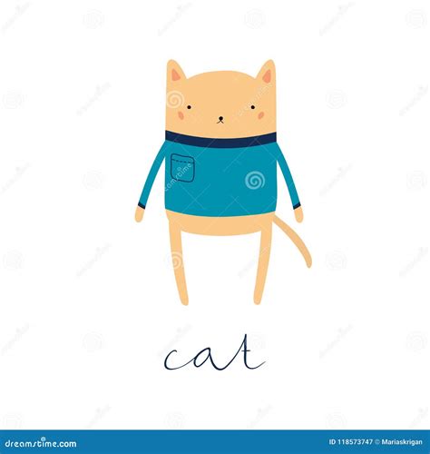 Cute cat in sweater stock vector. Illustration of clip - 118573747