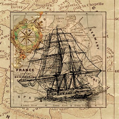 Vintage Ship Map Art Collage Free Stock Photo - Public Domain Pictures