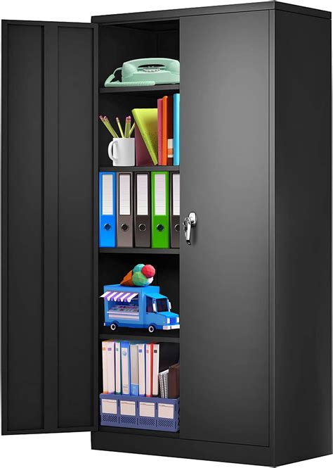 Amazon.com: Greenvelly Locking Metal Cabinet with 2 Doors, Tall Steel Storage Cabinet with 4 ...