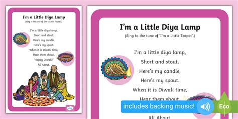 Diwali I'm a Little Diya Lamp Song Lyrics (teacher made)