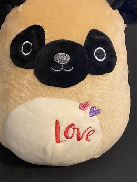 Squishmallow Kellytoy Pam the Pug Dog Plush Stuffed Animal Love Hearts 8" | #4631330367