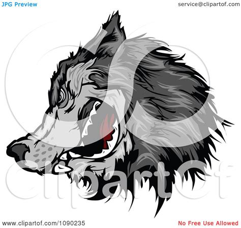 Clipart Gray Wolf Head Mascot - Royalty Free Vector Illustration by Chromaco #1090235