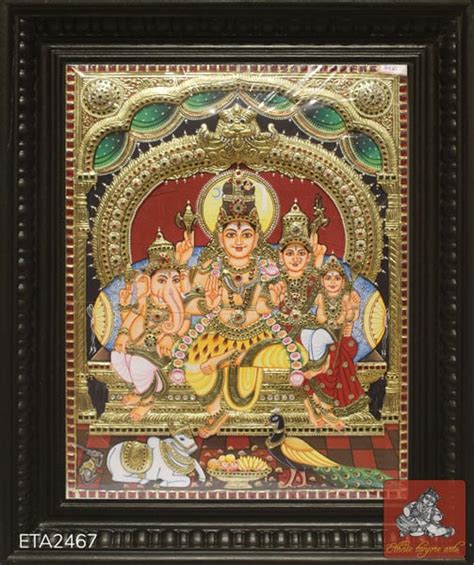 Lord Shiva Parvathi Family Tanjore Painting | Ethnic Tanjore Arts Chennai