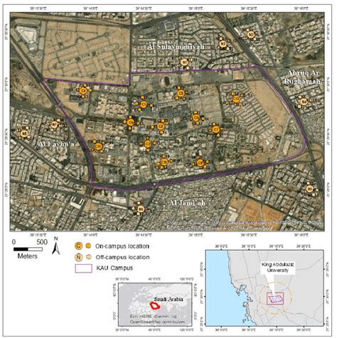 The location of the measurement sites on the King Abdulaziz University... | Download Scientific ...